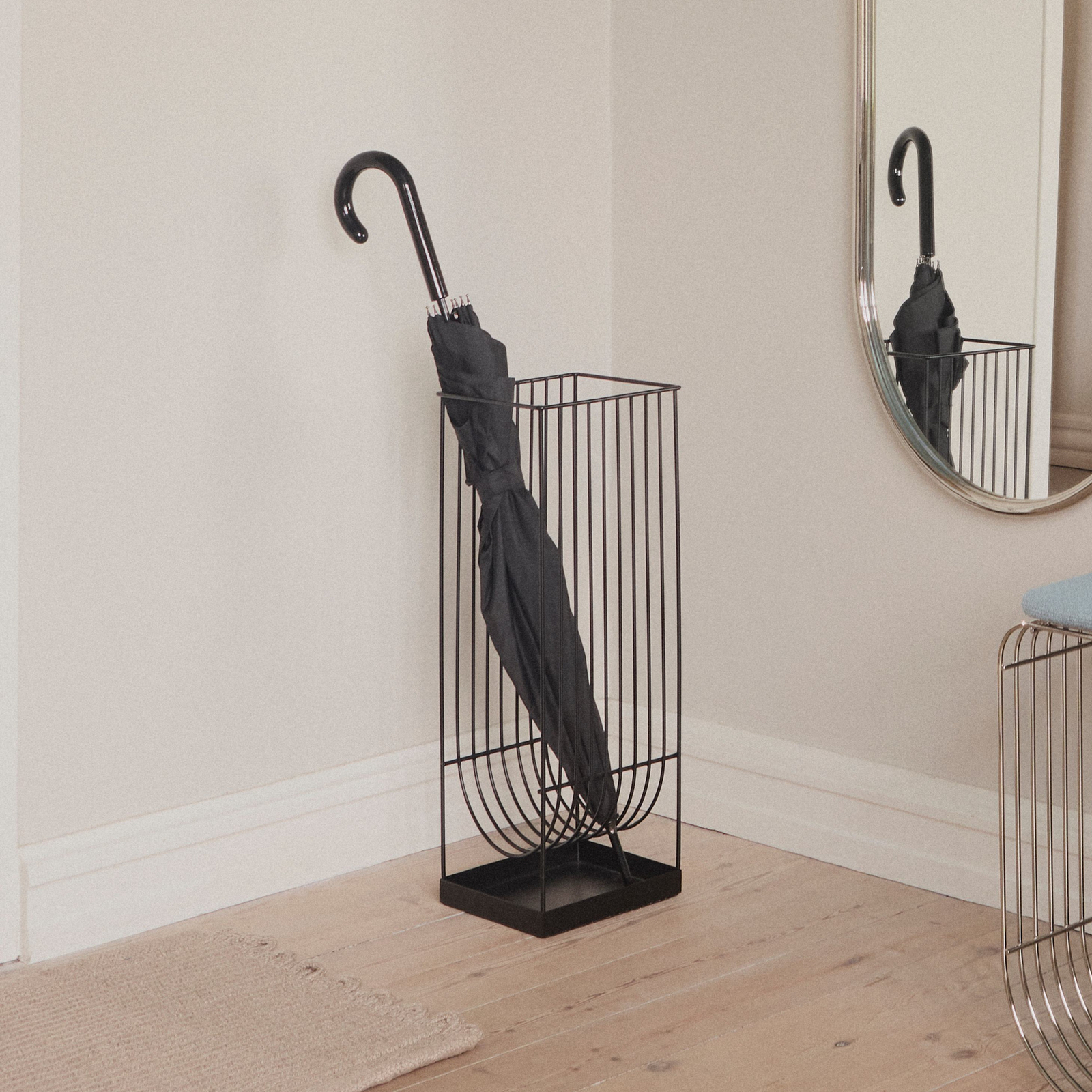 AYTM umbrella stand Curva, black, height 56 cm, steel