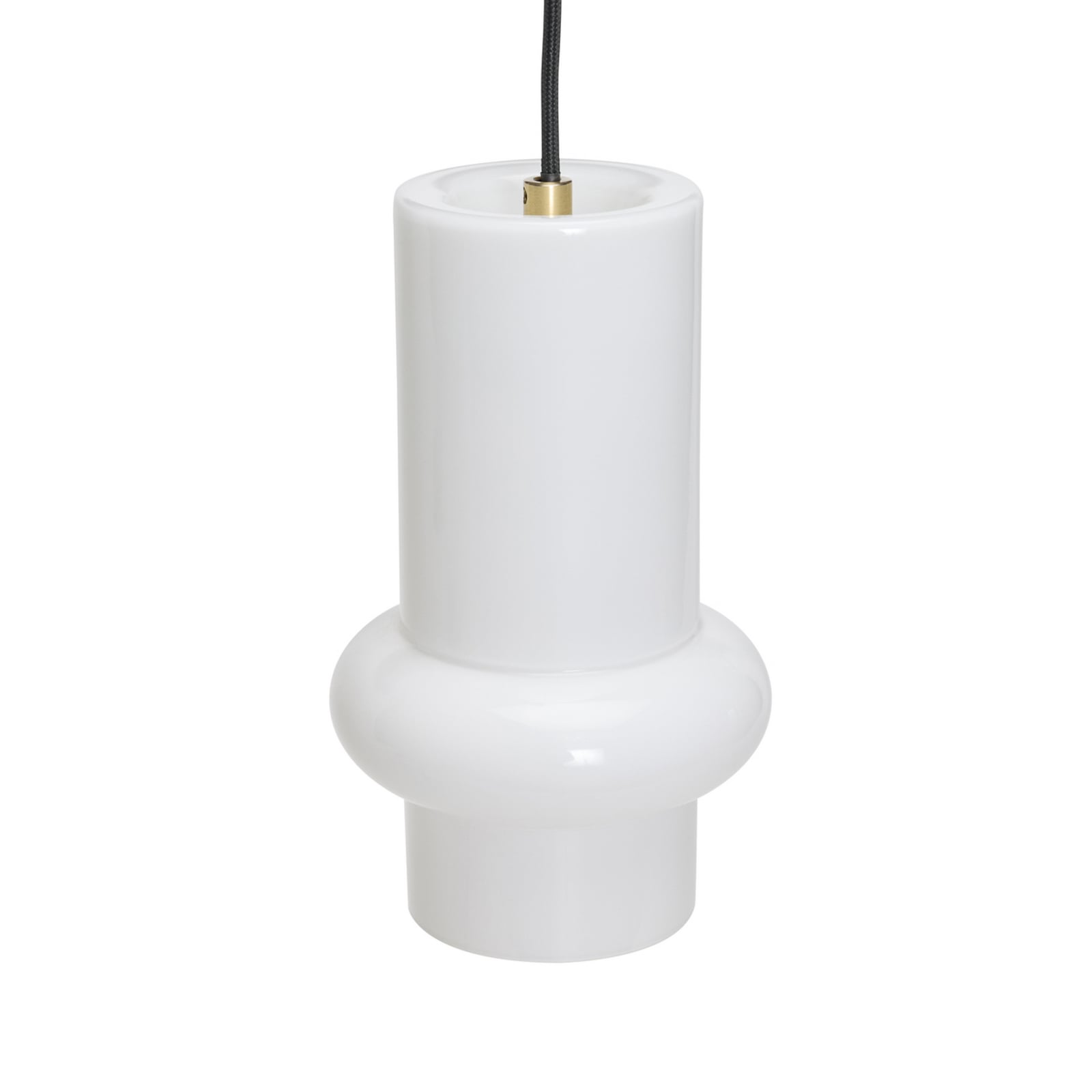 Pilule Down hanging light, glossy white, Ø 15 cm, glass