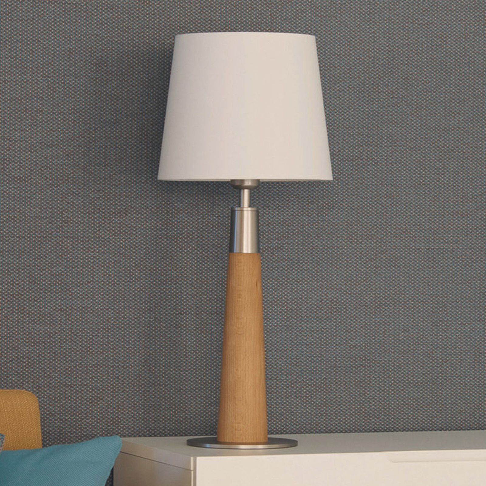 HerzBlut Conico lampa stołowa biała, dąb, 58cm
