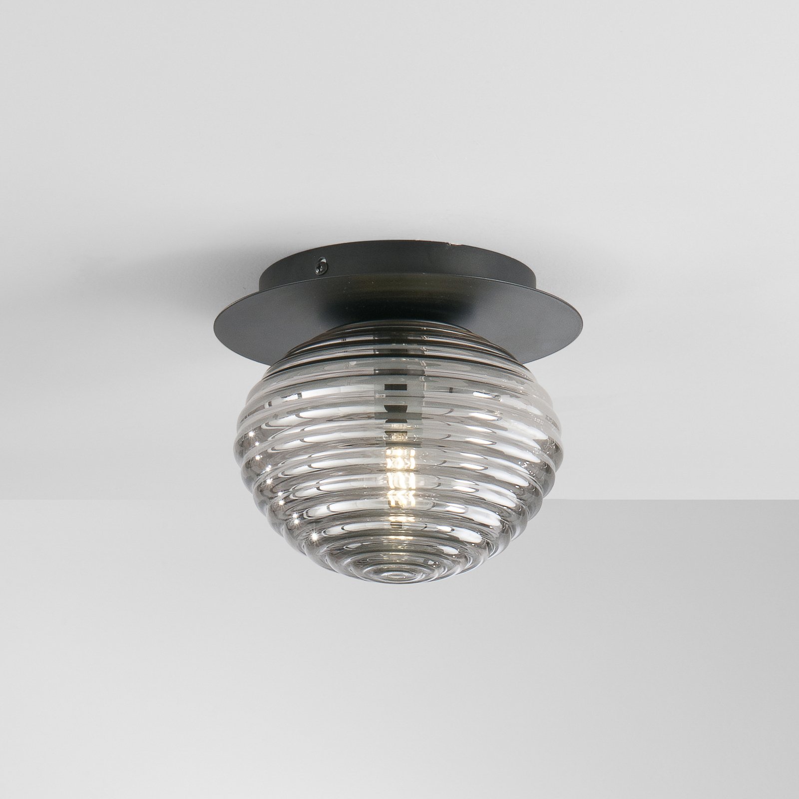 Ripple plafondlamp, zwart/rookgrijs, Ø 20 cm