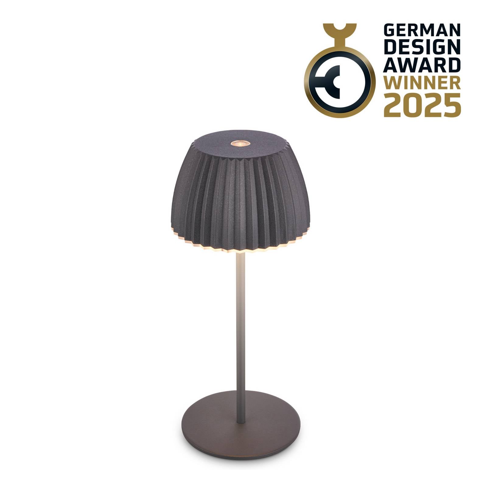 LED-Akku-Tischlampe Brilo unplugged Riffle, 20 cm, anthrazit