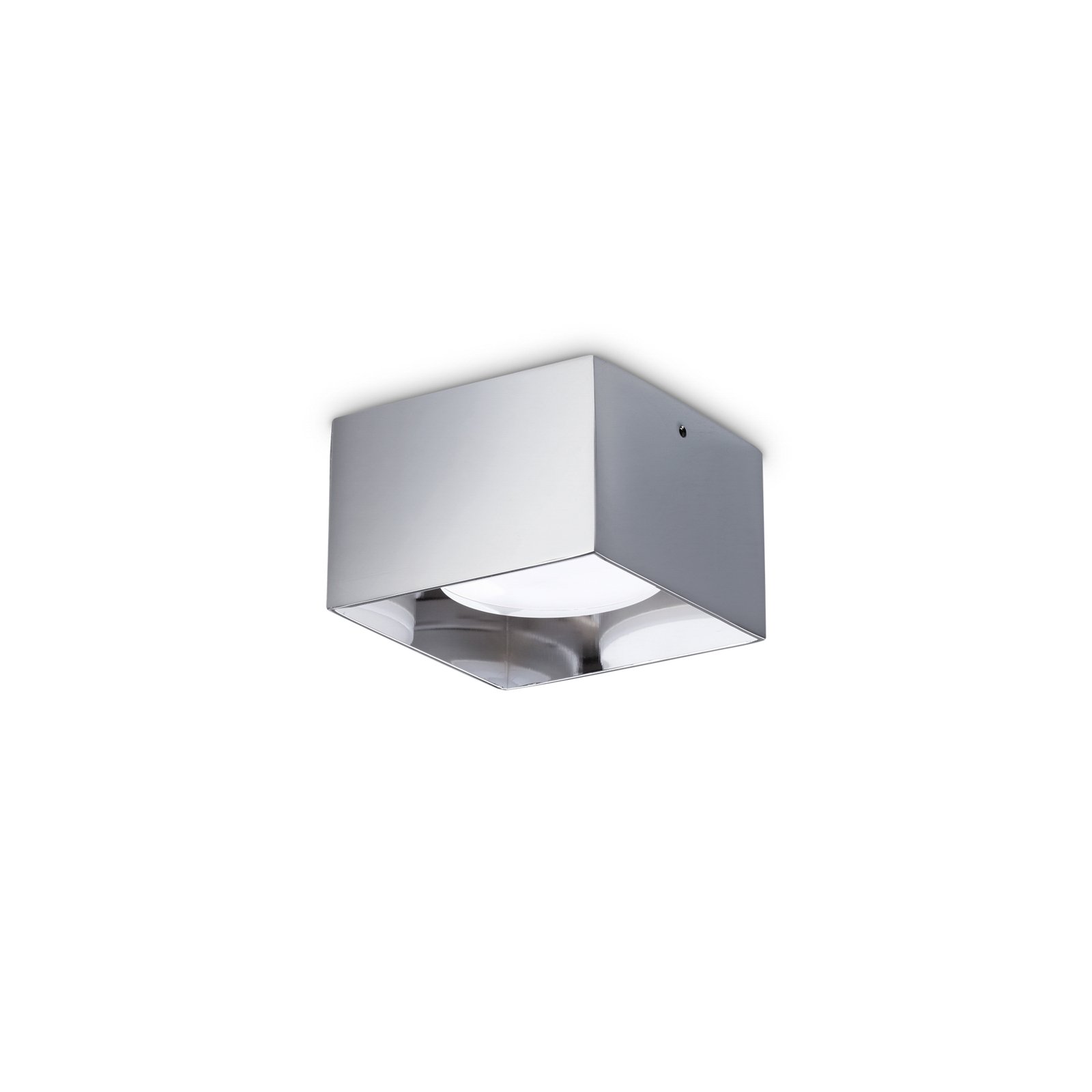 Ideal Lux downlight Spike Square, chrome-coloured, aluminium, 10x10 cm