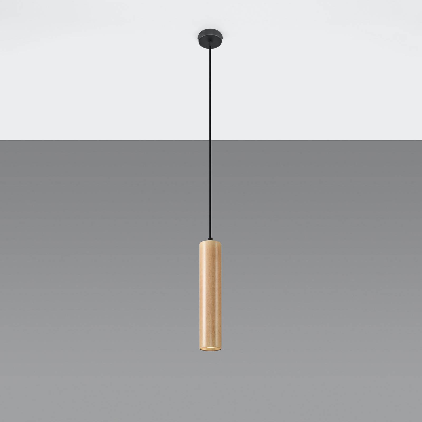 Lampa wisząca Tube z drewna, 1-punktowa