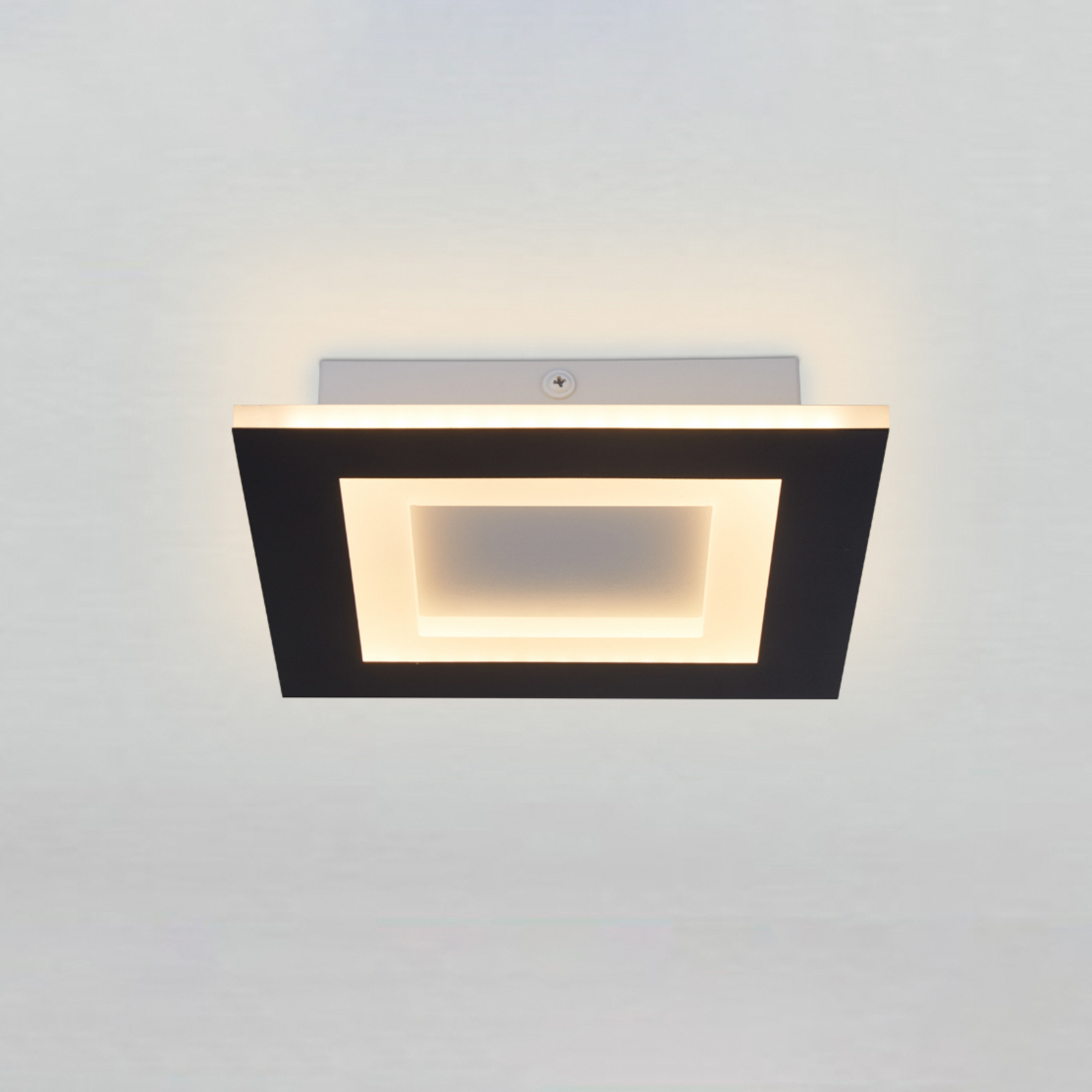 Φωτιστικό οροφής LED Squary, μήκος 25 cm, μαύρο/λευκό σίδερο, CCT