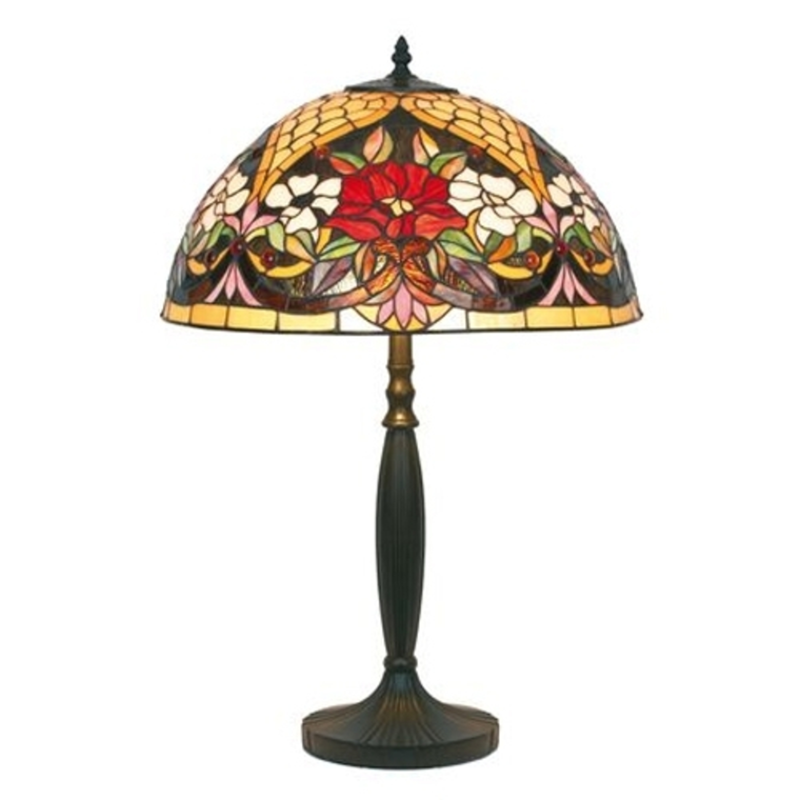 Lampa stołowa w stylu Tiffany z kwiatowym wzorem