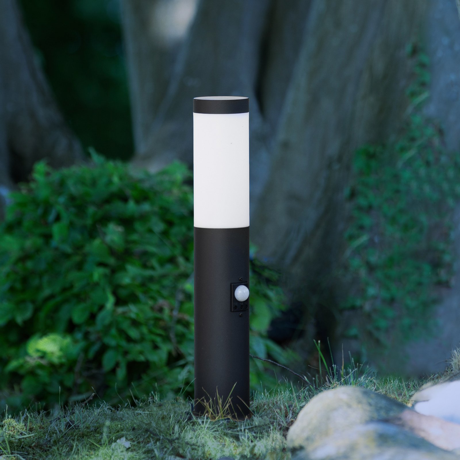 Dody Sensor pillar light, black, metal, plastic, E27