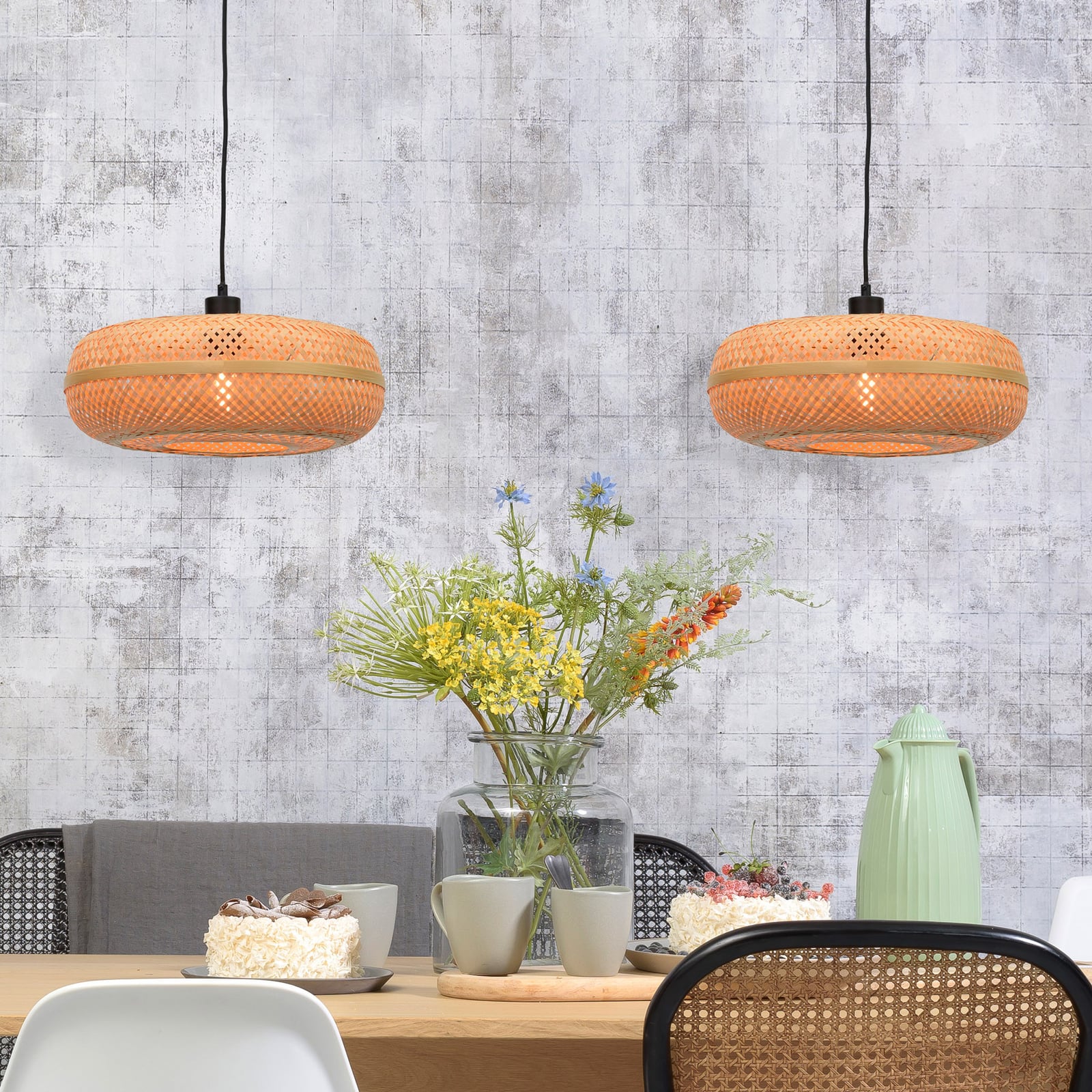 GOOD & MOJO Candeeiro suspenso Palawan, natural, Ø 40 cm, bambu, E27 GOOD & MOJO Candeeiro suspenso Palawan, natural, Ø 40 cm, bambu, E27