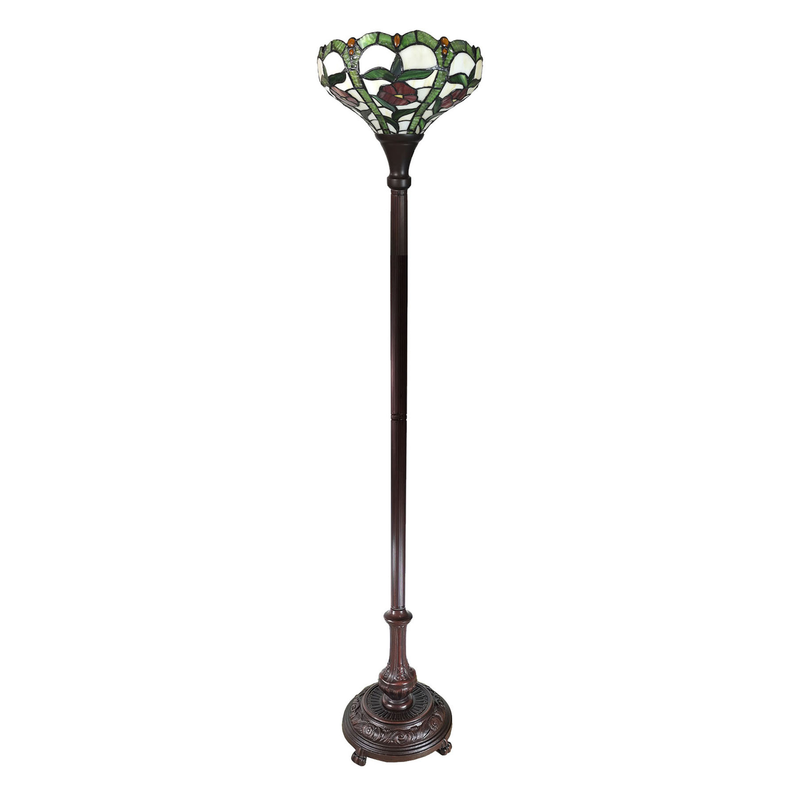 6025 gulvlampe med glasskjerm i Tiffany-utseende