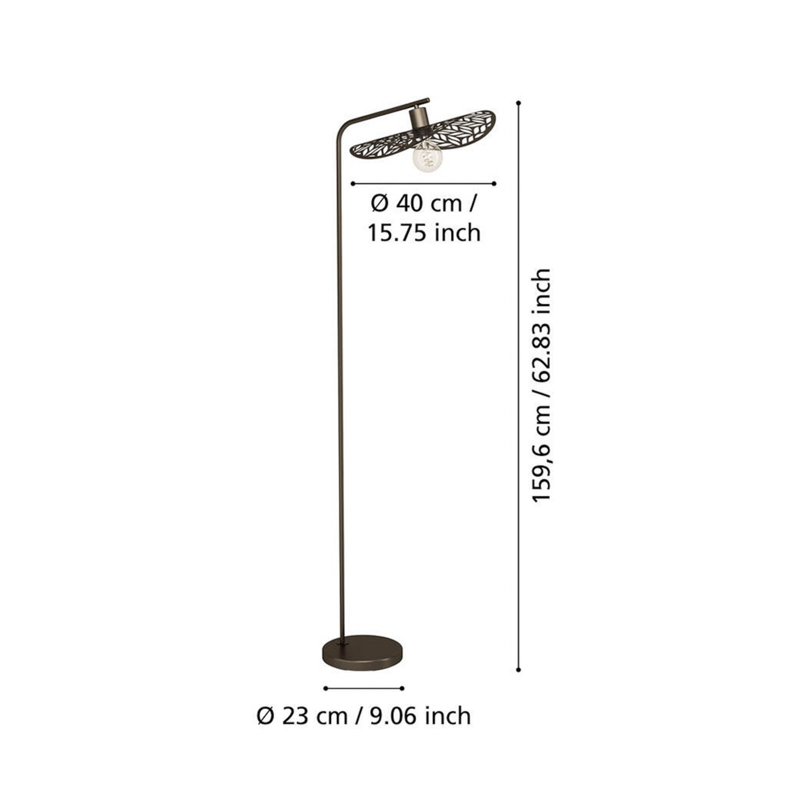 Lampadaire EGLO SWABY, couleur bronze, hauteur 160 cm, métal, E27 Lampadaire EGLO SWABY, couleur bronze, hauteur 160 cm, métal, E27