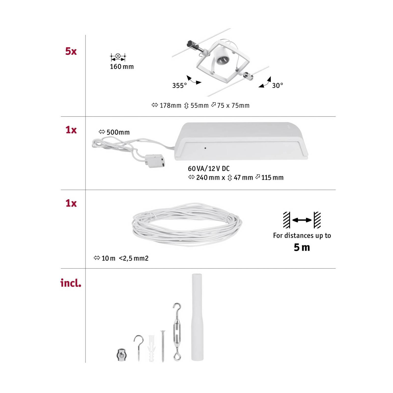 Paulmann Wire Mac II system linkowy, 5 m biały