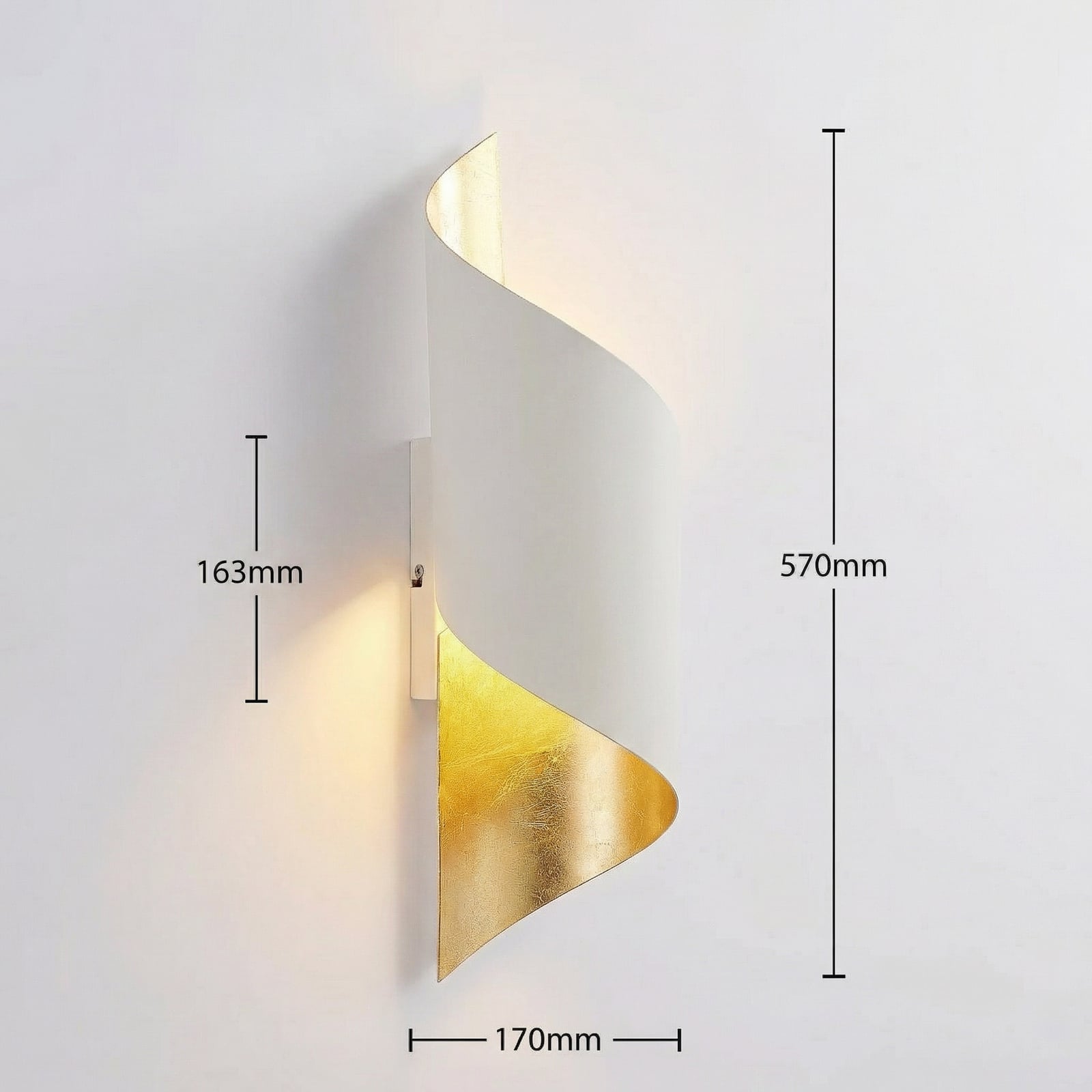 Nástěnné svítidlo Lindby Vanni, bílá/zlatá, kov, výška 52 cm
