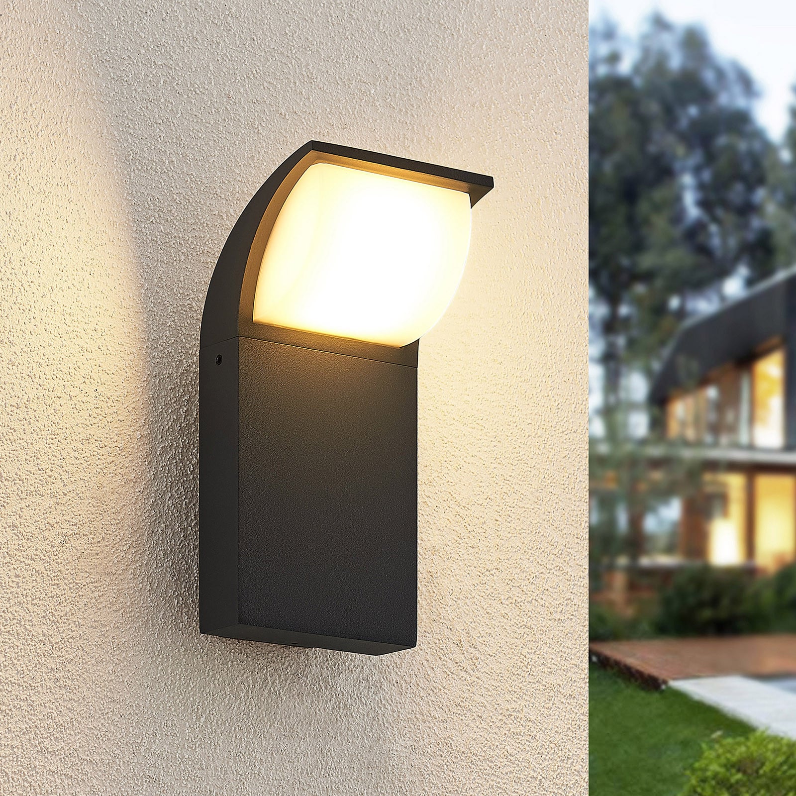 Tinna LED Utomhus Vägglampa Anthracite Lucande - Balkong - Modern - Aluminium - Med en ljuskälla | Produkter - Utomhusbelysning | Lampspecialisterna