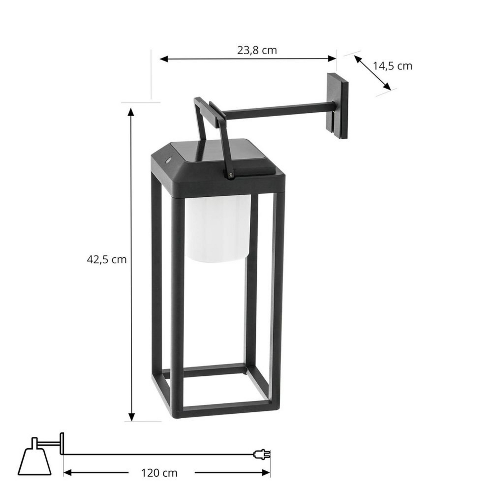 Tilena Square Lampa se solárním článkem Černá - Lucande