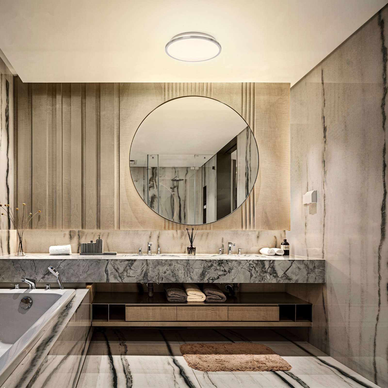 Plafonnier LED OSRAM BATHROOM, chrome, Ø 30 cm, IP44, CCT Plafonnier LED OSRAM BATHROOM, chrome, Ø 30 cm, IP44, CCT