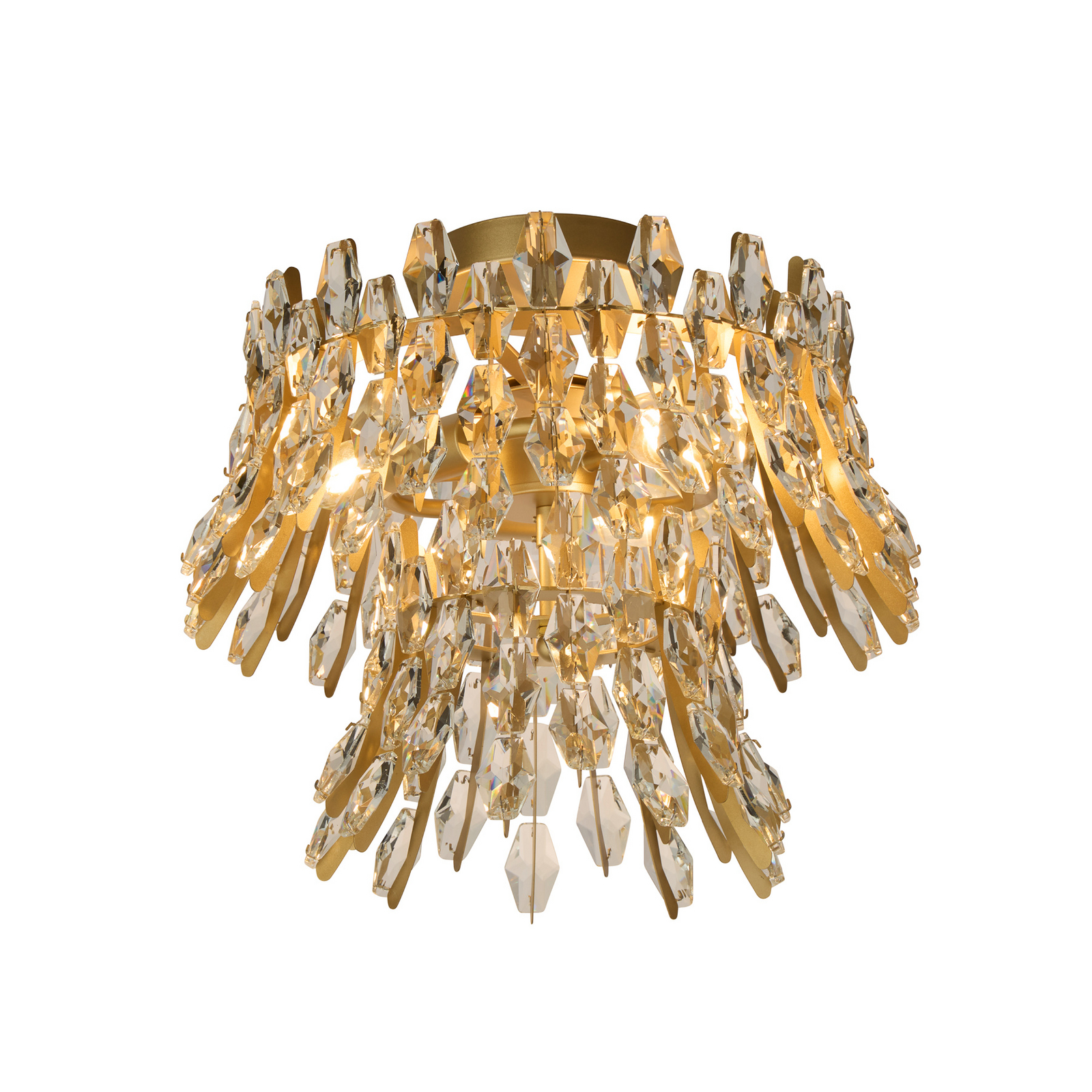 Plafón Monarch, color dorado/transparente, cristal, metal, E14