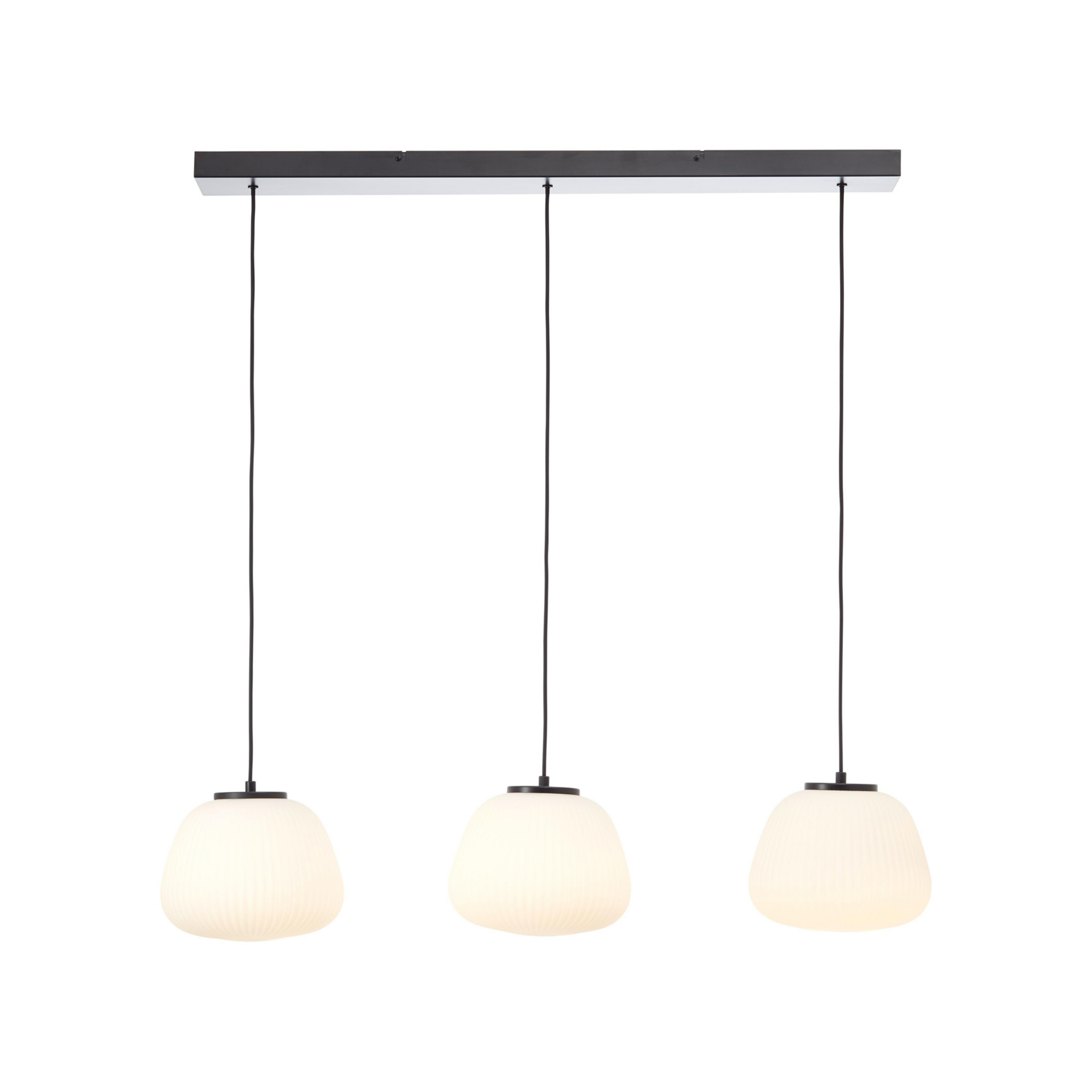 Hängelampe Kaizen, Länge 105 cm, opal, 3-flg. Glas/Metall