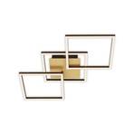 Frame LED ceiling lamp, gold, dimmable, 3-bulb