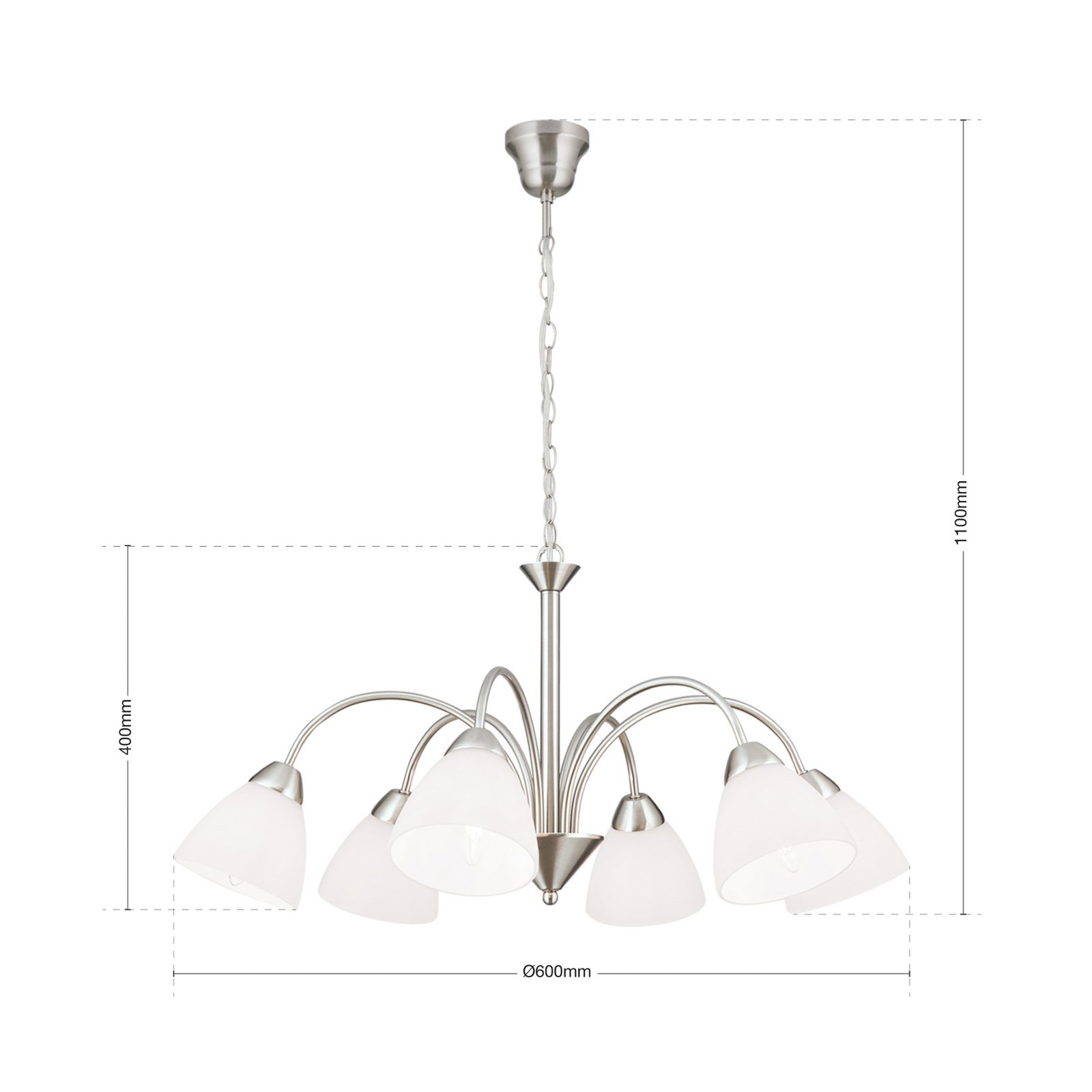 Kinga Hanging Light Charming Six Bulbs - Nickel