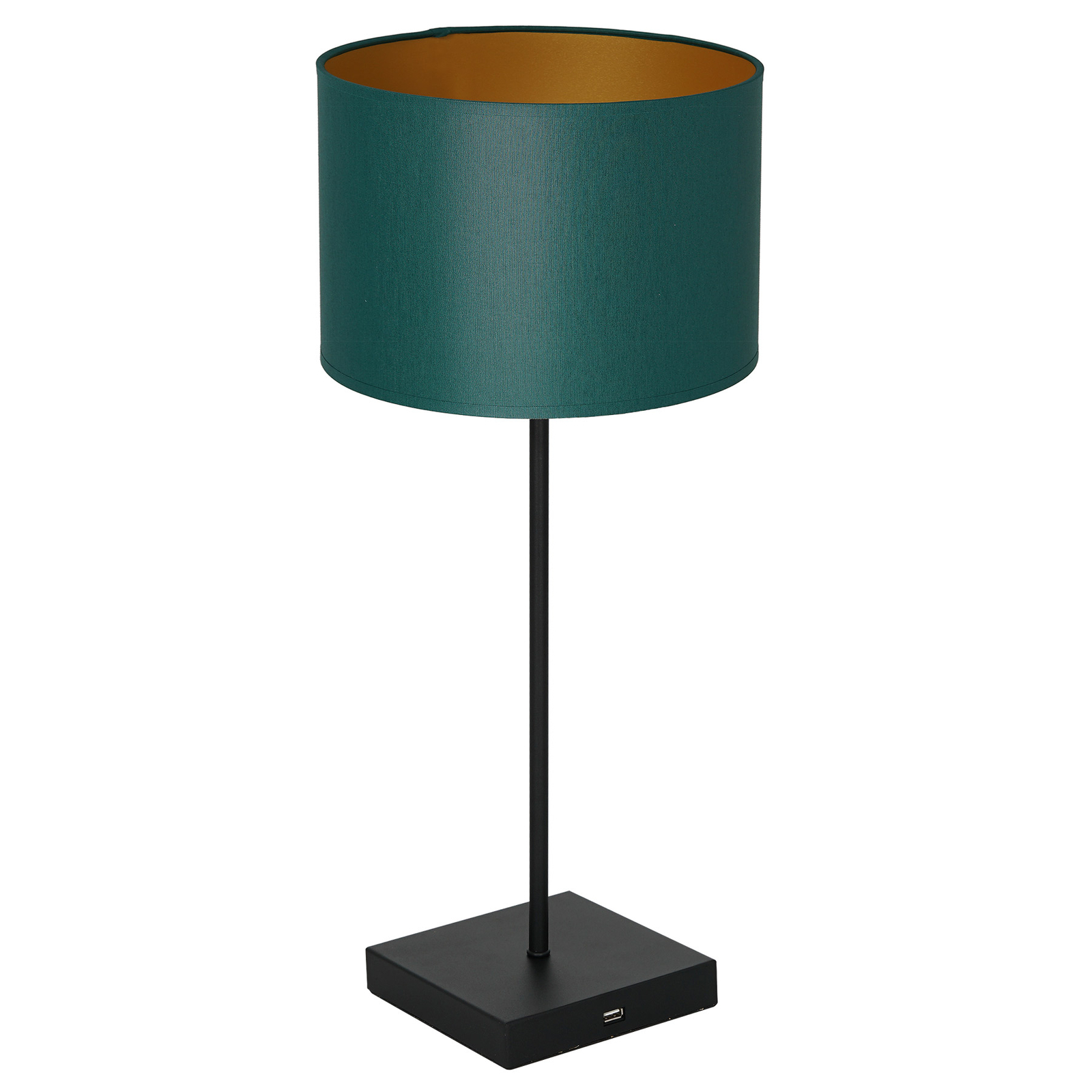 Table bordlampe, sort, grøn-guld cylinder