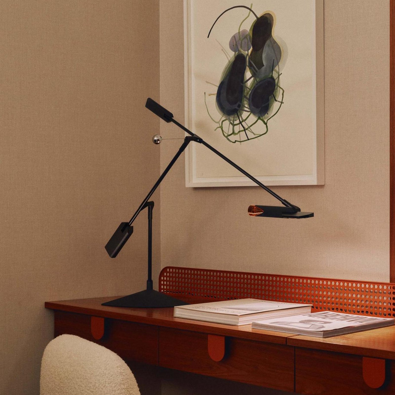 Halley LED-Tischlampe, schwarz, Ausladung 100 cm - Stilnovo