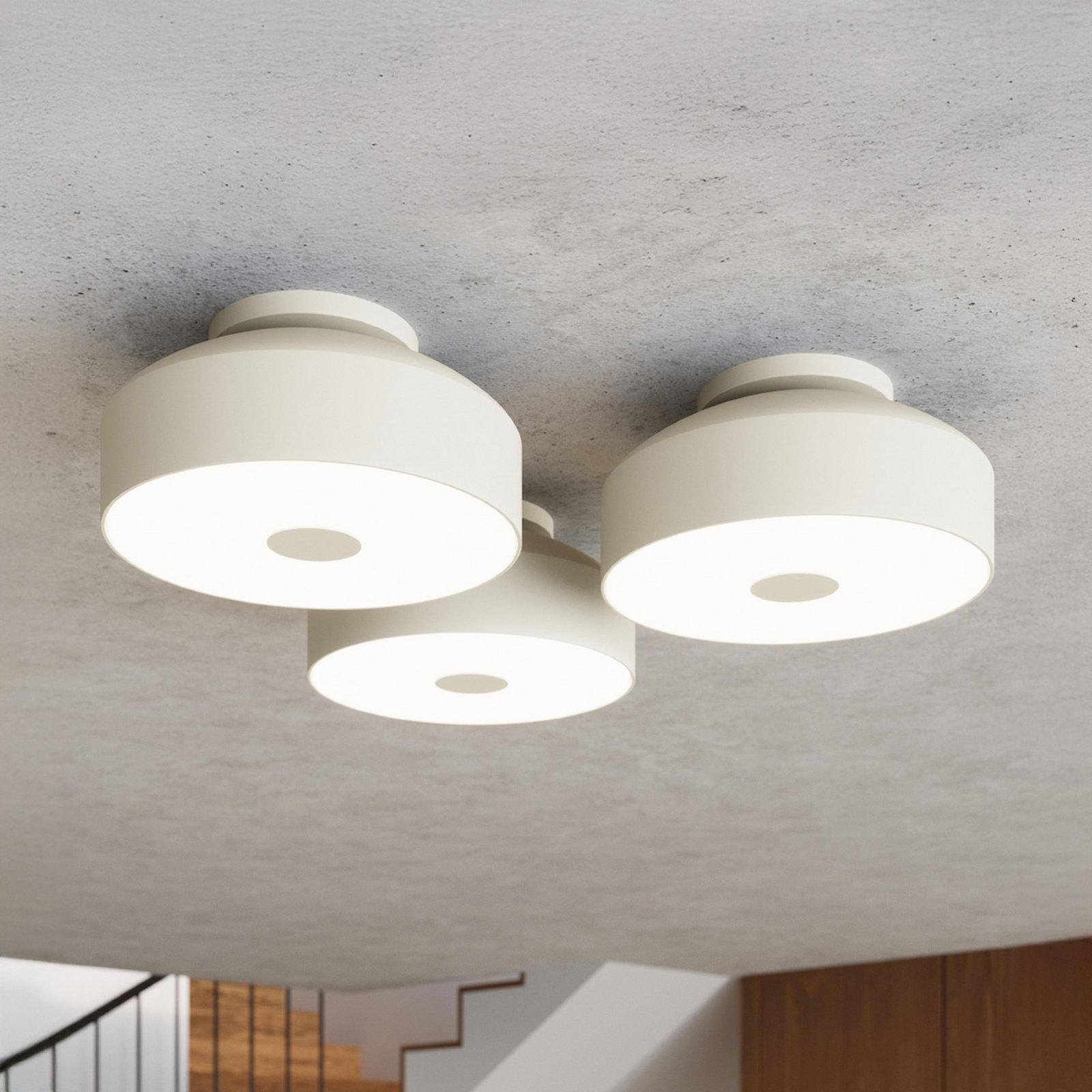 Plafondlamp CLARO, beige, Ø 30 cm, metaal, 4 x E27