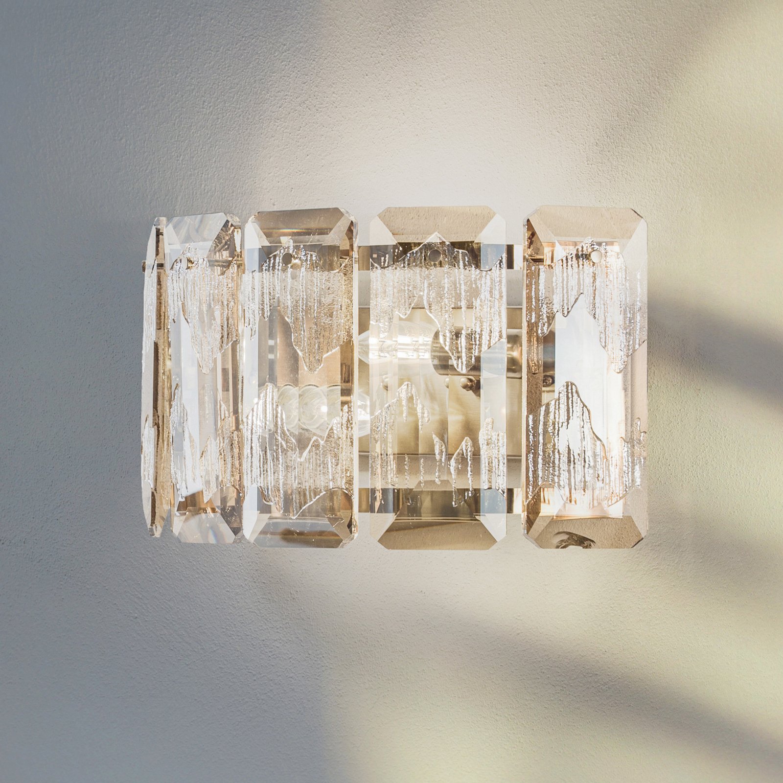 Wall lamp Orvin brass antique width 33 cm glass/metal 2-bulb