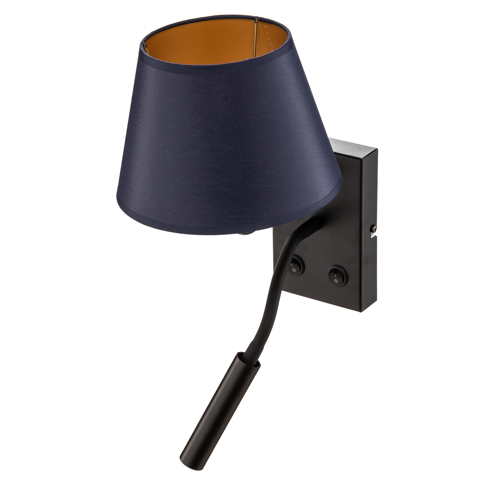 Soho wall light, conical, reading light blue/gold