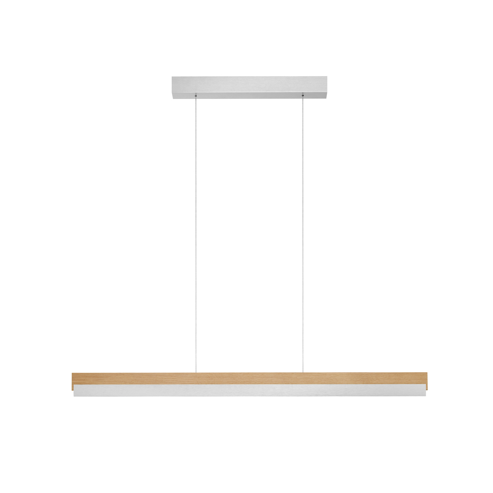 Quitani hanglamp Keijo, nikkel/eiken, 103 cm