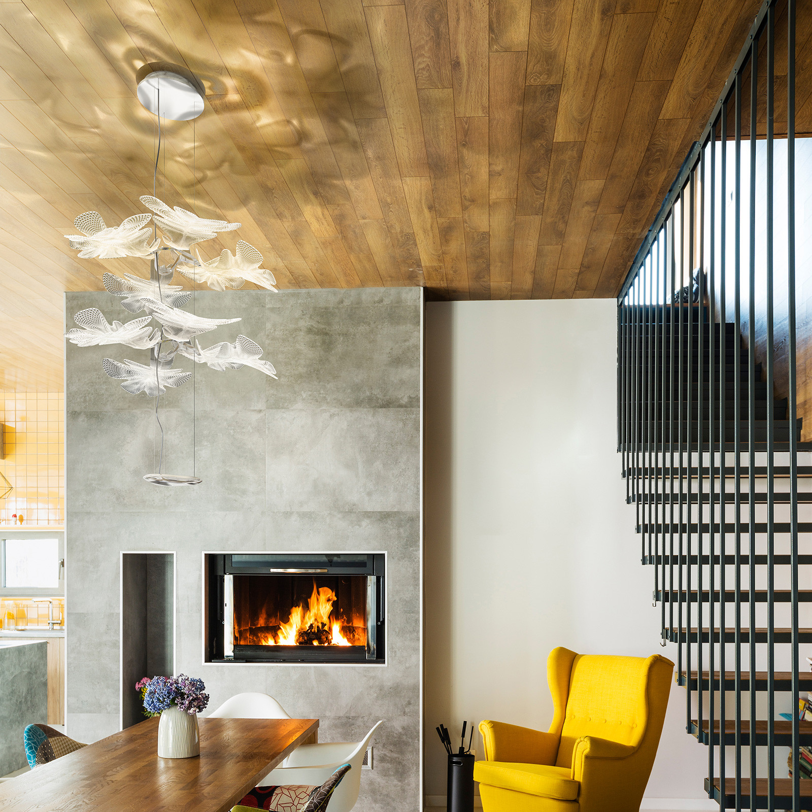 Artemide Clorofilia 2 lampă suspendată LED comandă app. - Camera de zi / sufragerie - modern - crom transparent - Plastic