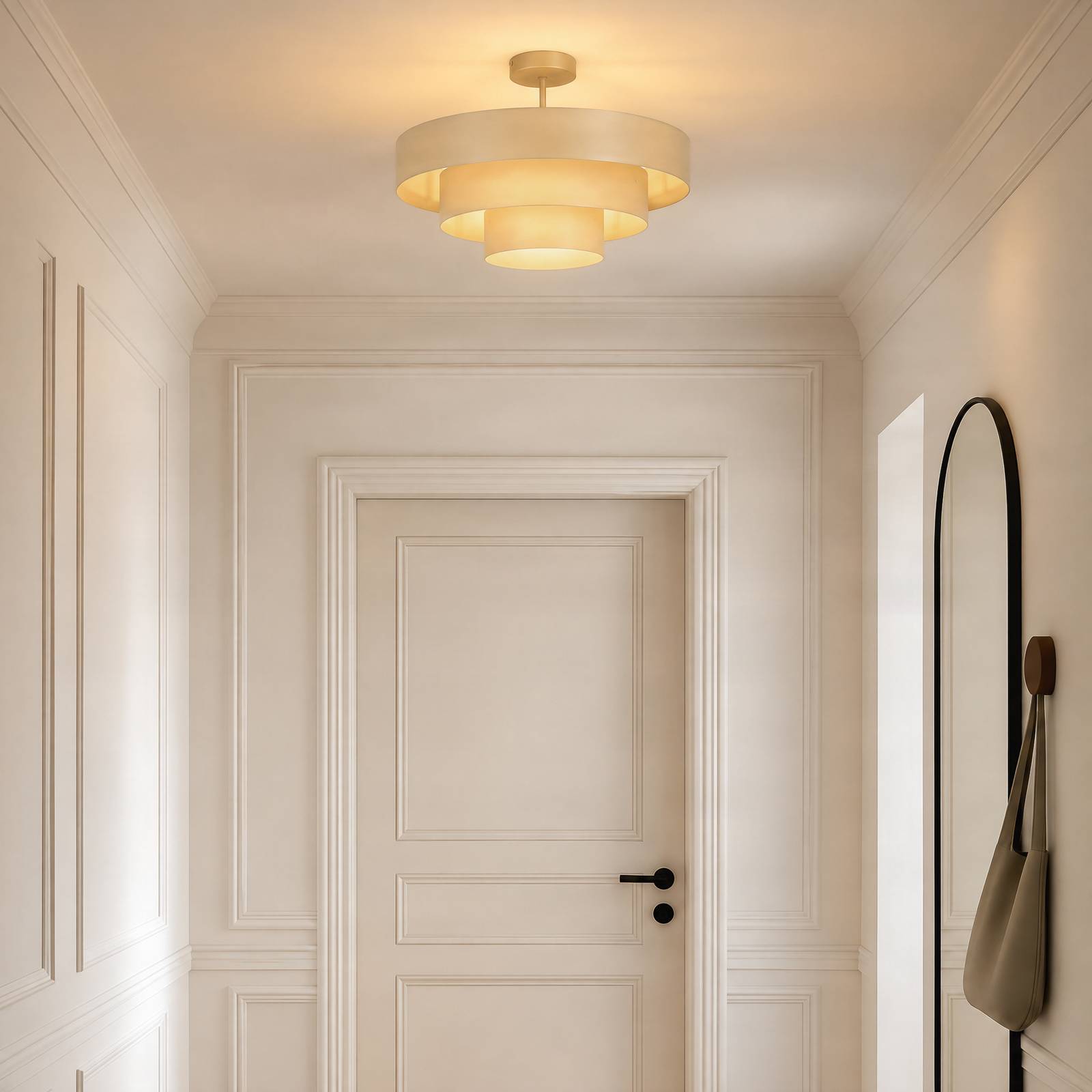 Lampa sufitowa Trio, szaro-beżowa, metalowa