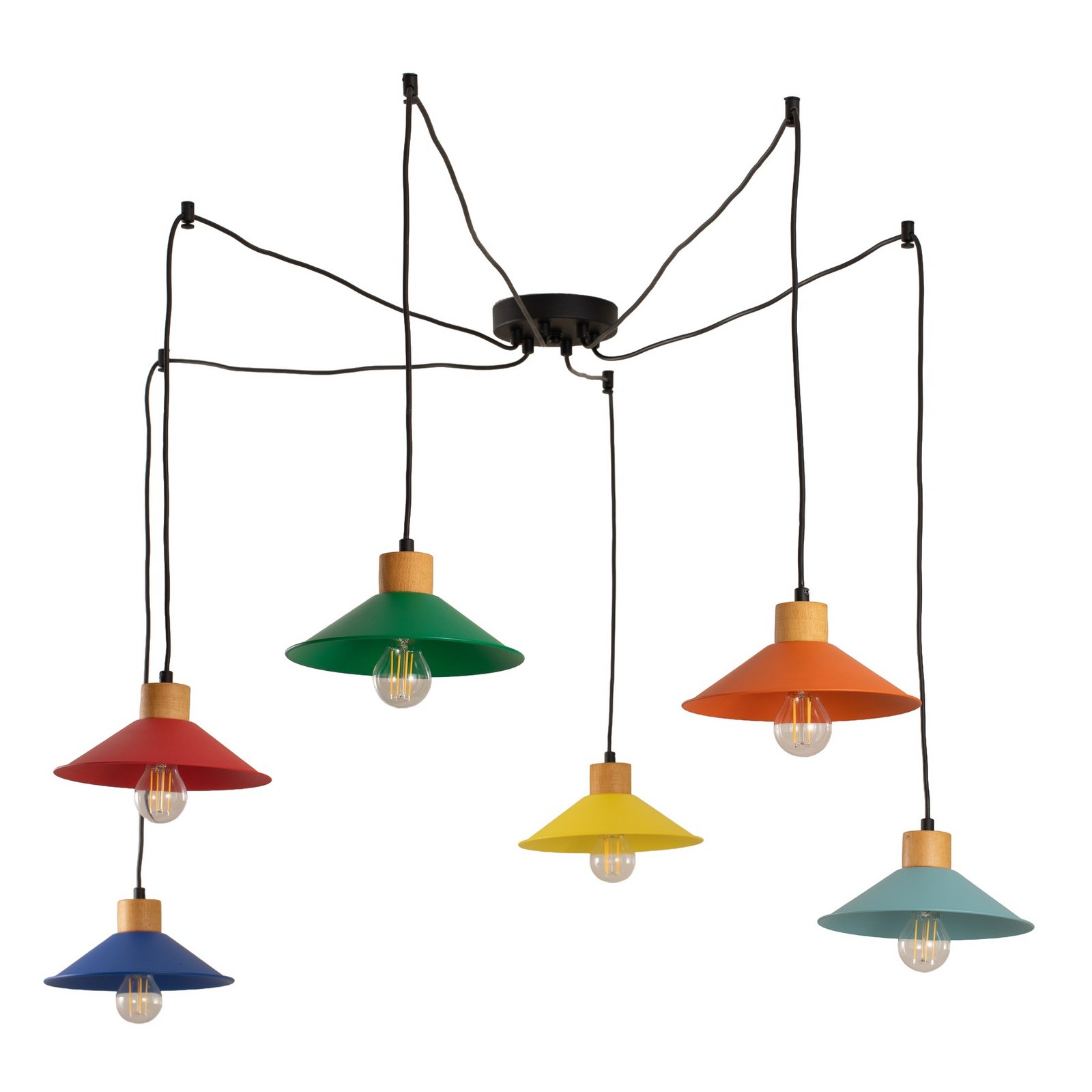 Candeeiro suspenso Manavgat, 6 lâmpadas, multicolor, comprimento 144 cm Candeeiro suspenso Manavgat, 6 lâmpadas, multicolor, comprimento 144 cm