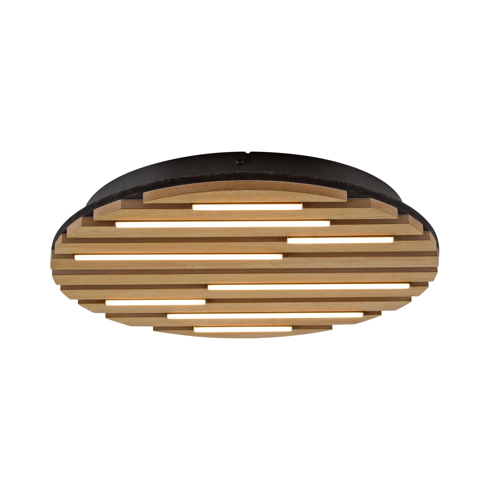Candeeiro de teto LED Acústica, Ø 38 cm, madeira natural, metal