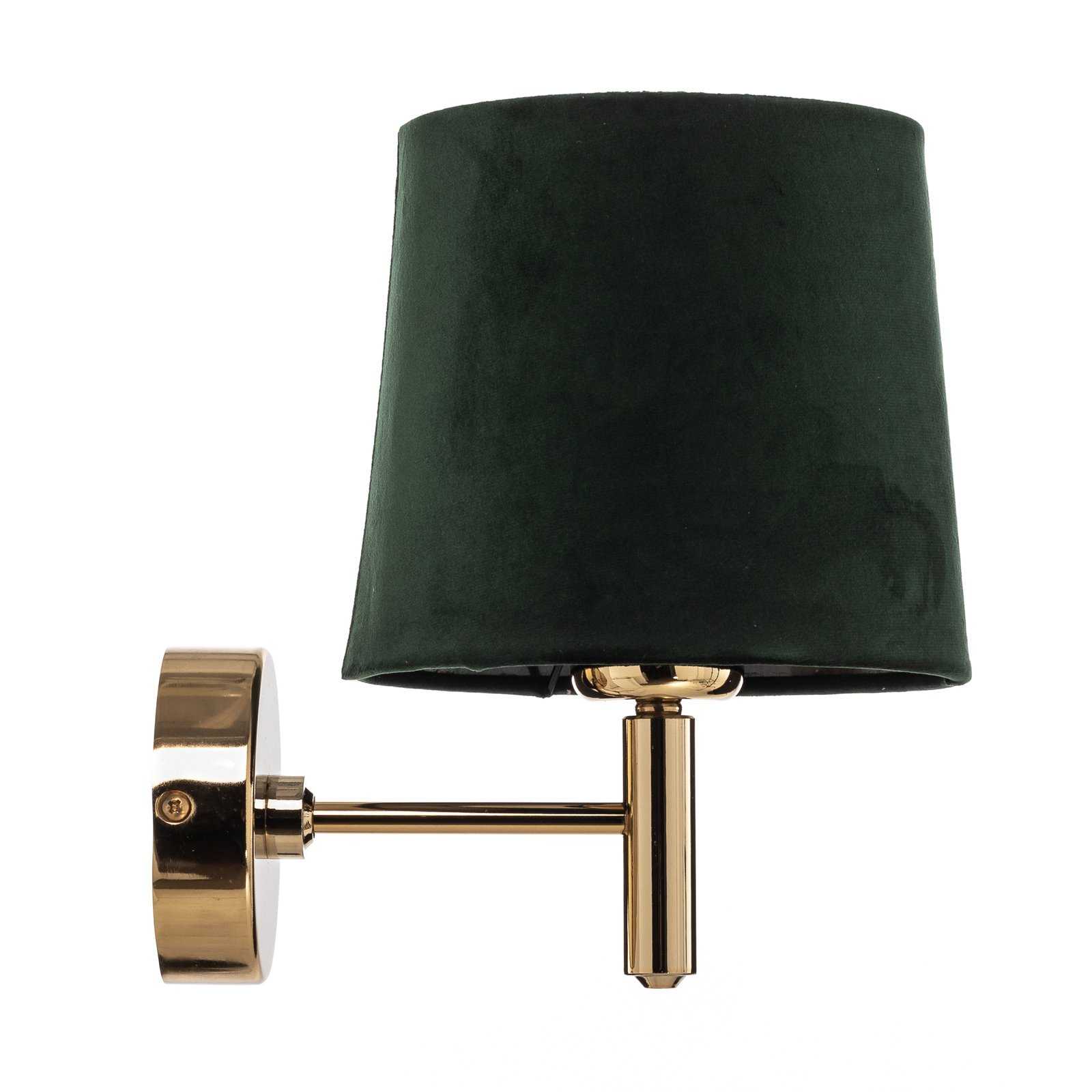 Wall light Polo Plus, textile shade, brass/green