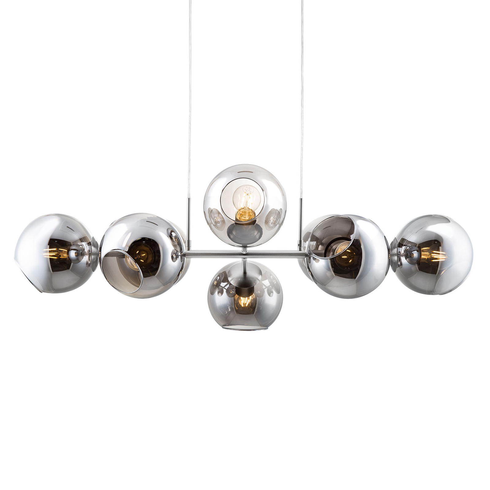 Pilar glass pendant light, 8-bulb, smoky grey