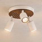Loftspot Tino, hvid/træ, 3 lyskilder, 22 cm rund