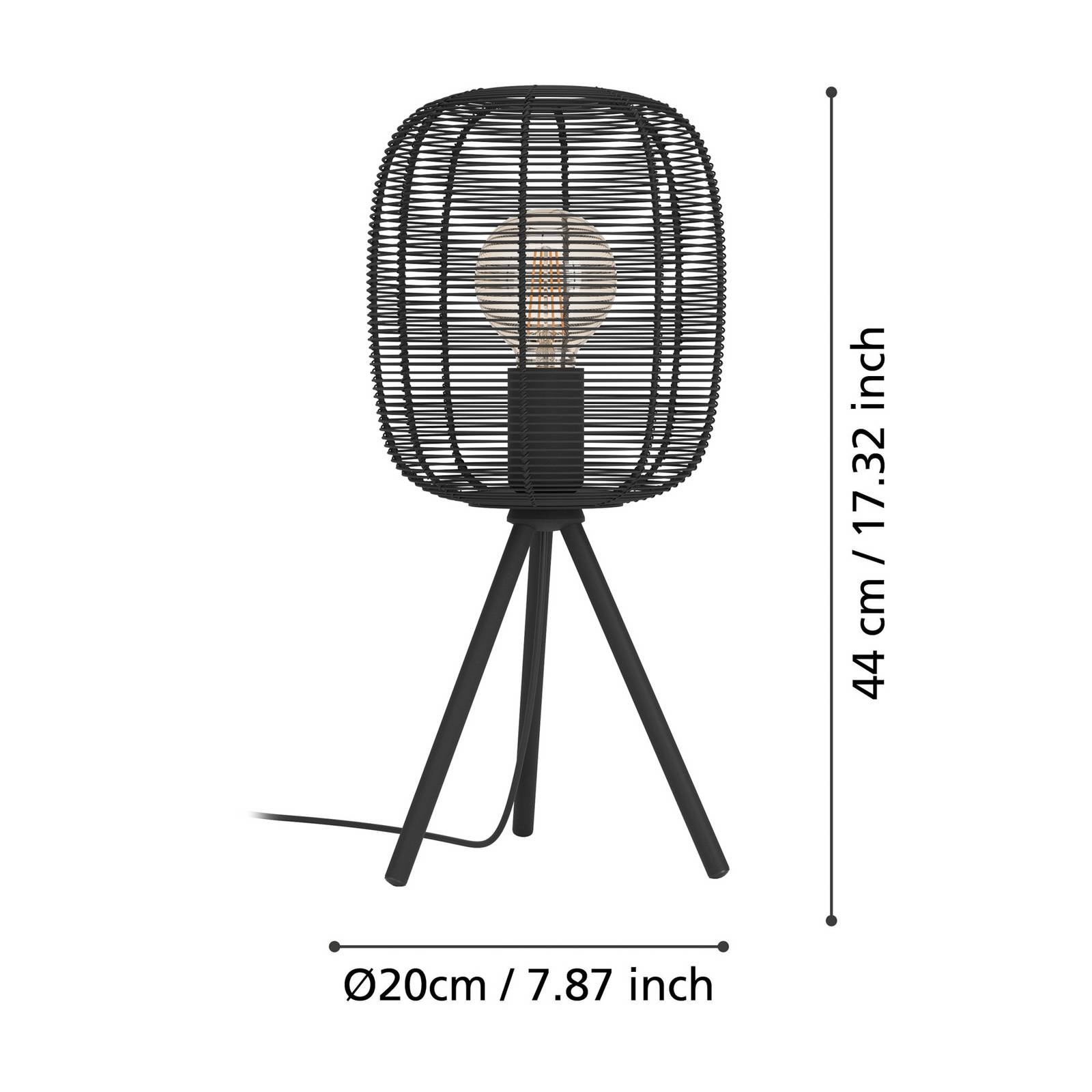 Lampa stołowa Rinroe, wysokość 44 cm, czarny, stal
