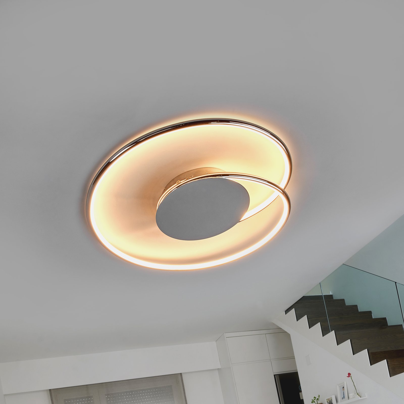 Lámpara de techo Lindby LED Joline, 46 cm, color cromo, metal