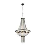 Baguette pendant light, black/brass, glass, E14, 162 cm