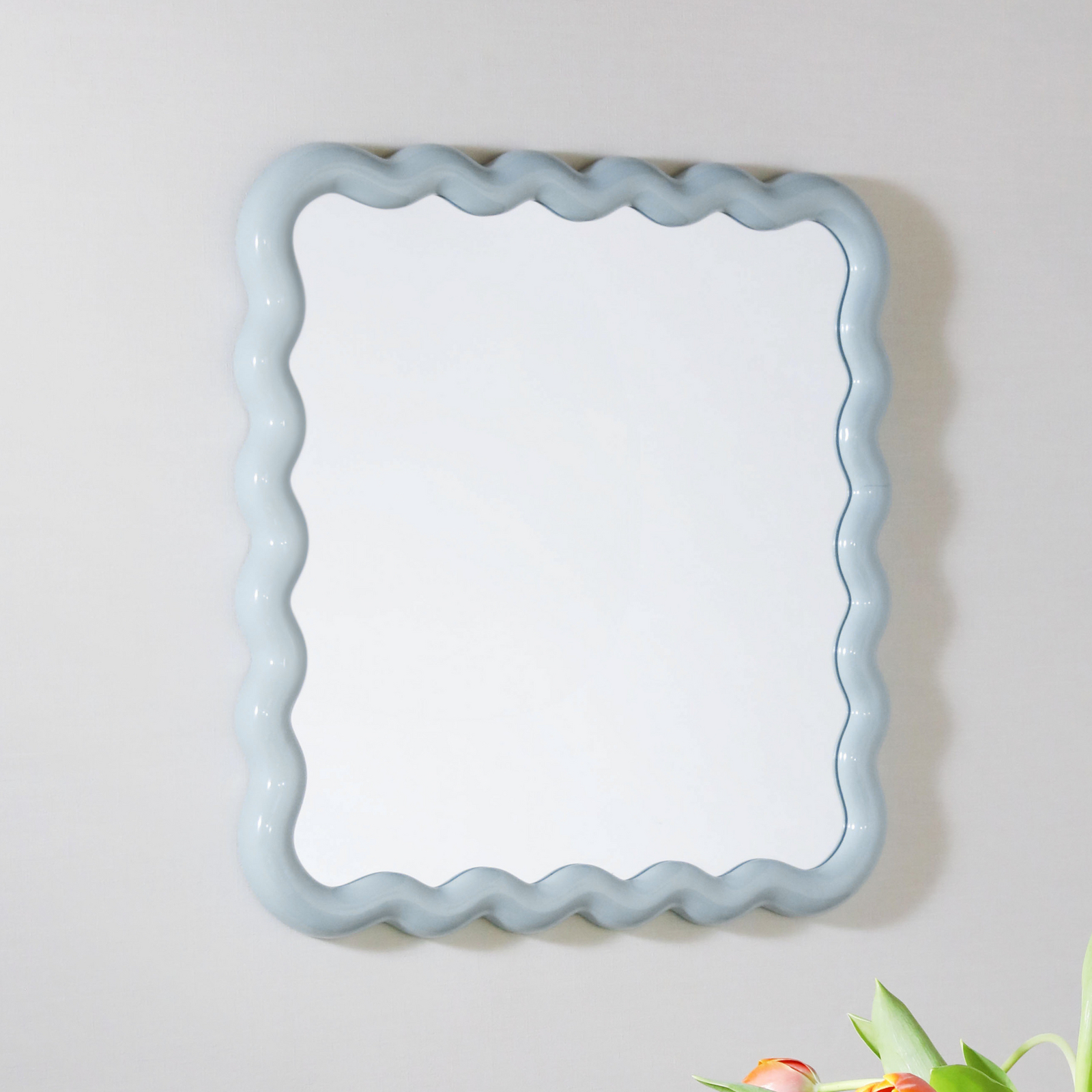 Miroir mural Zigzag Mist, bleu, Ø 59,5 cm - &Klevering