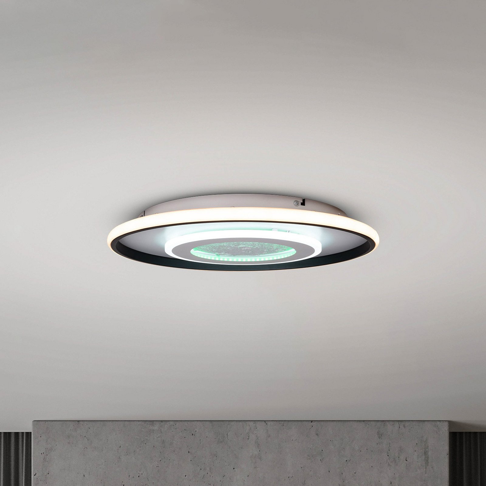 Näve Plafonieră Livana LED alb/negru Ø 50 cm CCT reglabilă - Camera de zi / sufragerie - modern - negru alb - Metal