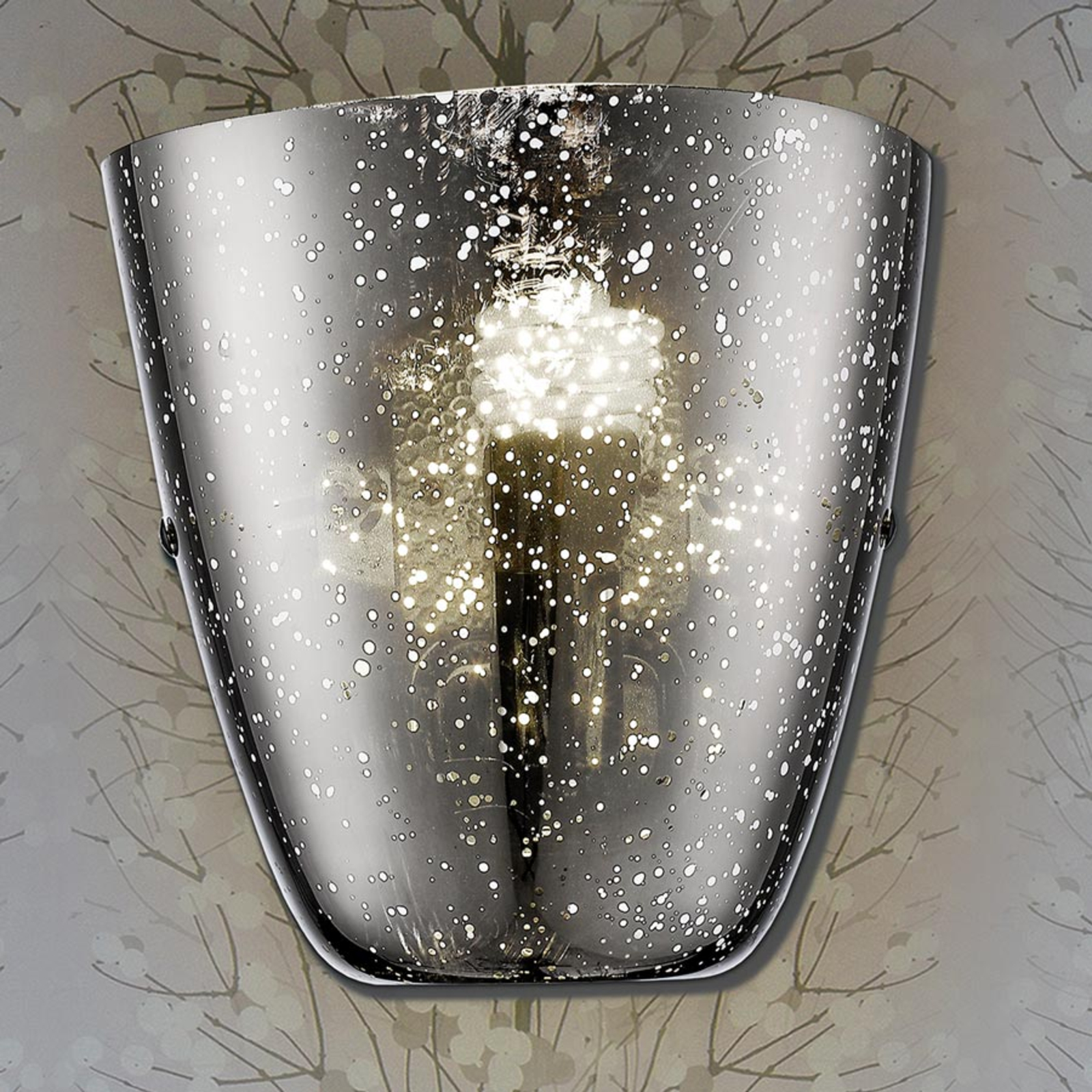 Schuller Rasqua wall light with silver glass lampshade, for Living / Dining Room, metal, glass, E27, 10 W, energy efficiency: A++, W: 27 cm, H: 28 cm