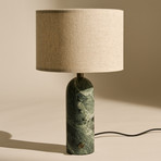 Lampe à poser Gubi Gravity Small, marbre vert, toile crème
