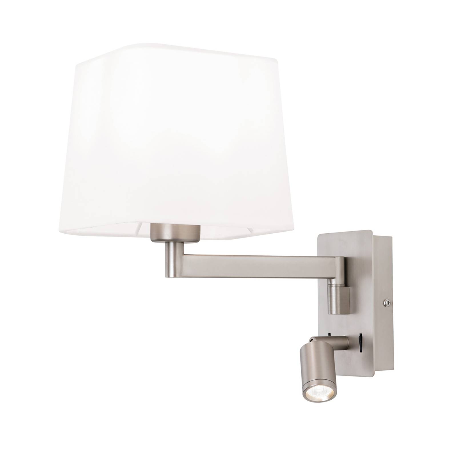 Orion Carlton fabric wall lamp, matt nickel, for Living / Dining Room, steel, fabric, E27, 40 W, W: 16 cm, H: 29 cm
