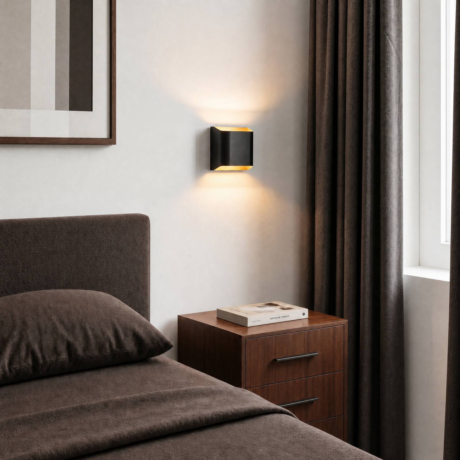 Opviq Wandlamp Bera, zwart, 15 x 15 cm, metaal, G9