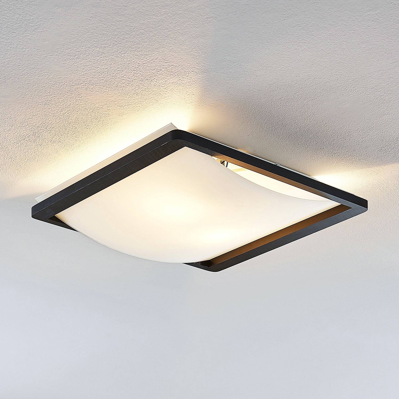 Lindby Shiva drewniana lampa sufitowa szkło