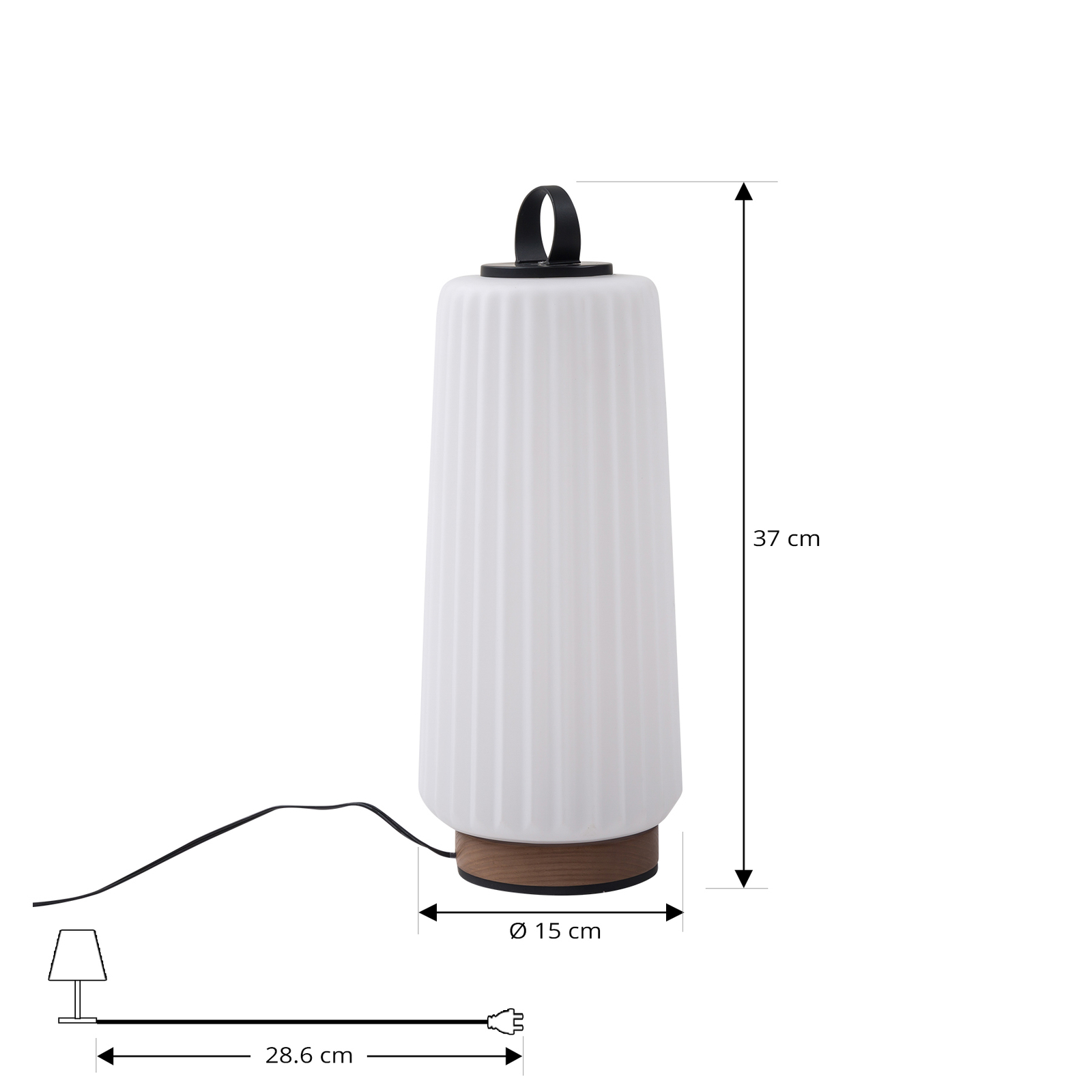 Lucande lampe de table LED Liepa, blanc, verre, bois, intensité variable