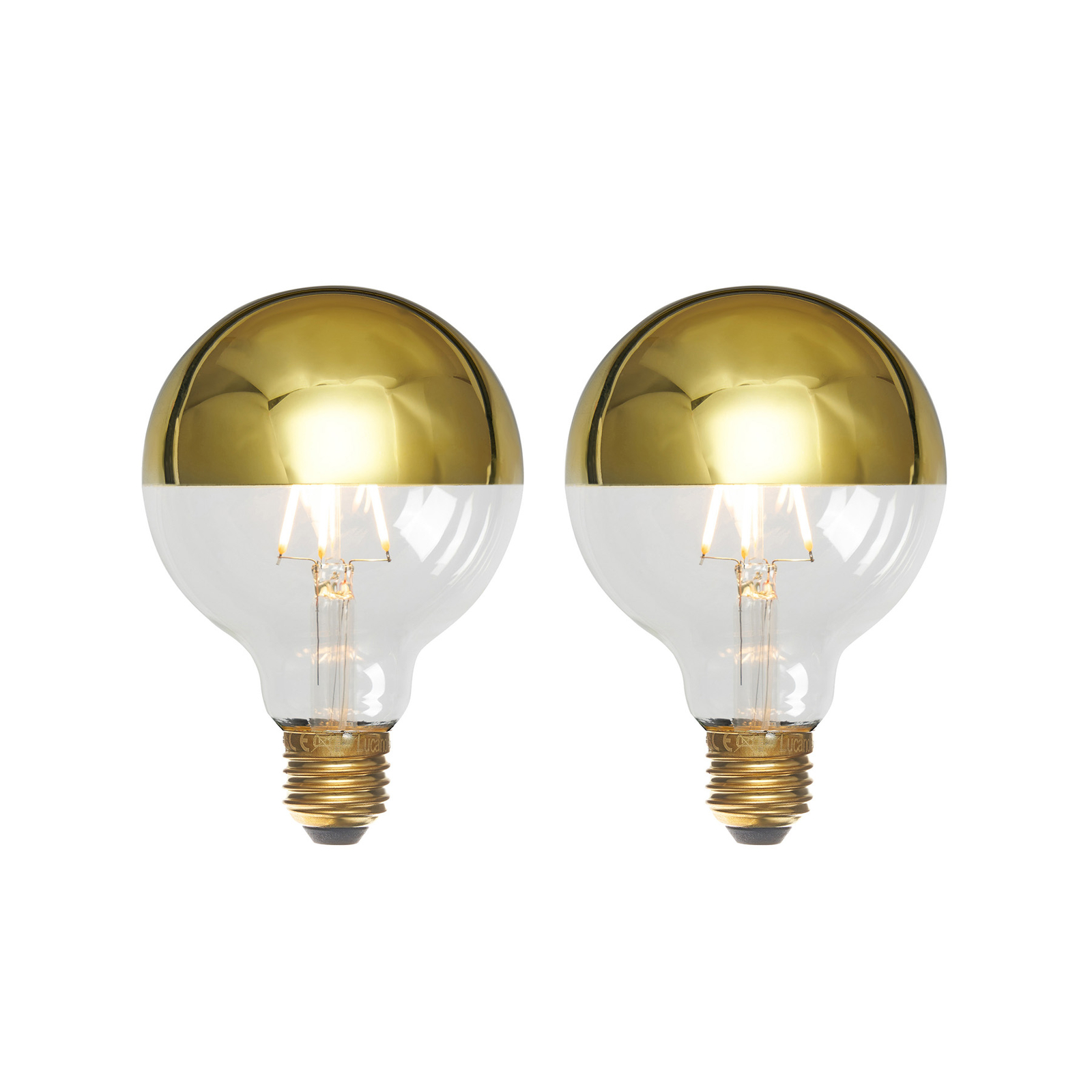 E27 3.8W half mirror LED bulb G95, 2700K gold 2x