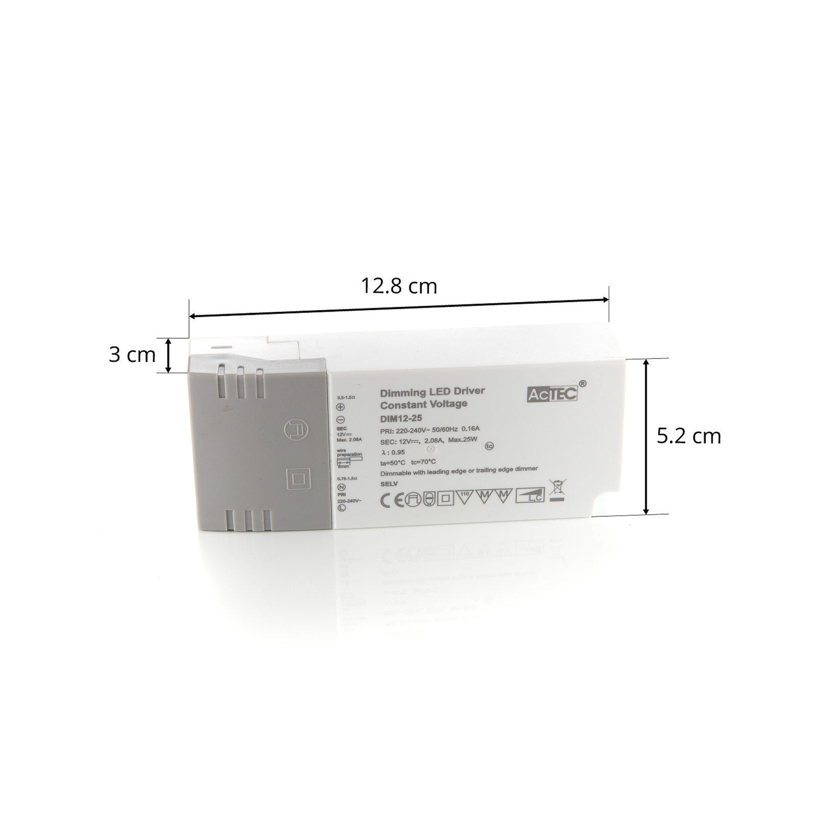 AcTEC DIM transformador LED CV 12V 25W atenuable