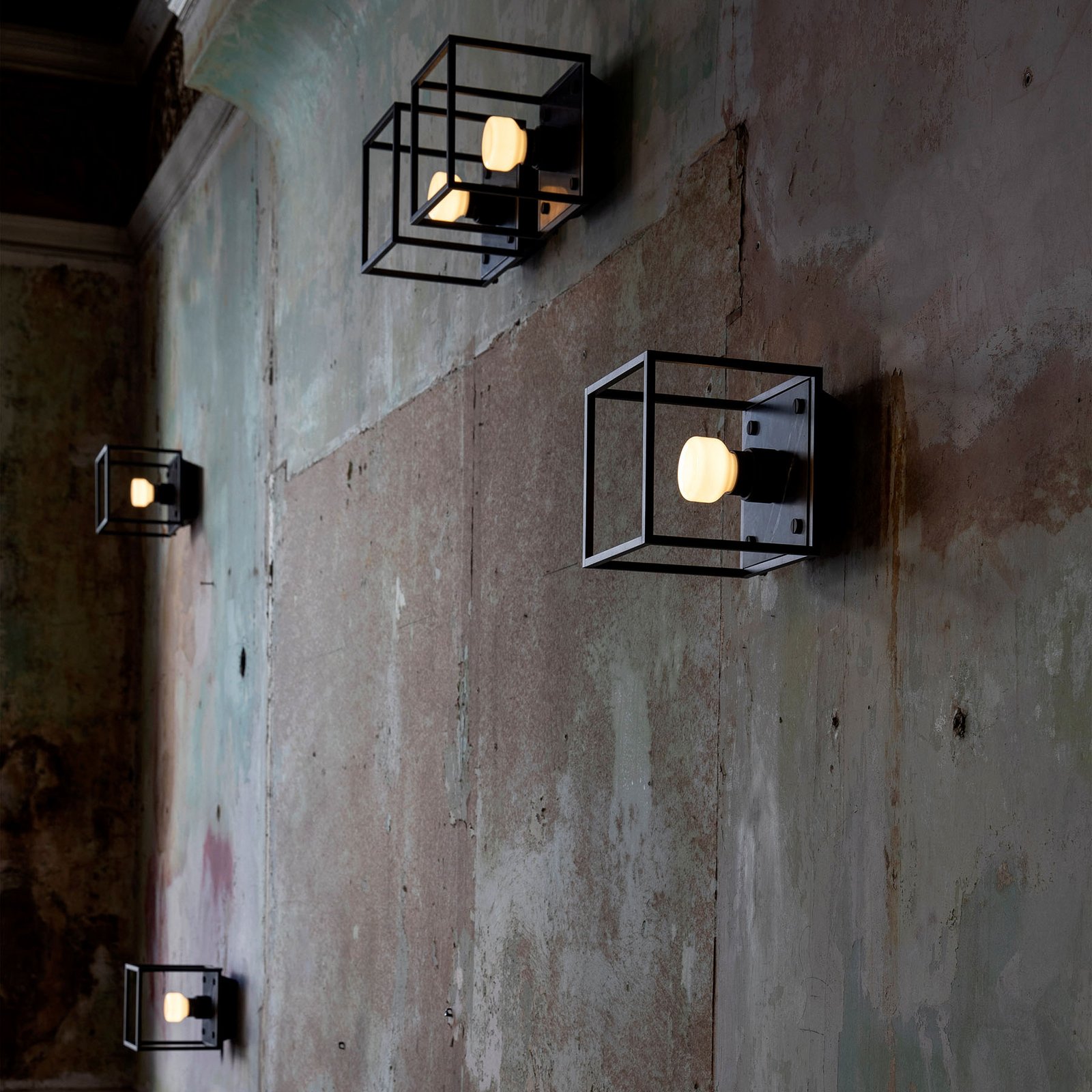 Buster + Punch wall light Caged Wall small, black marble
