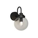 Lucande Badolo wall light, black, glass, 25 cm high, IP44